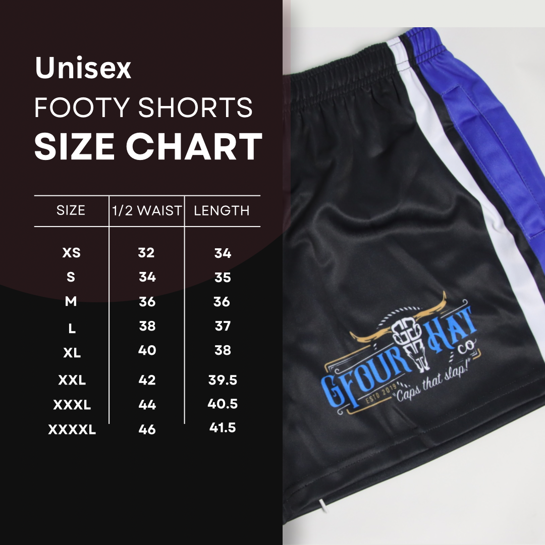 Footy Shorts - Rank Roan Rodeo Navy/Maroon