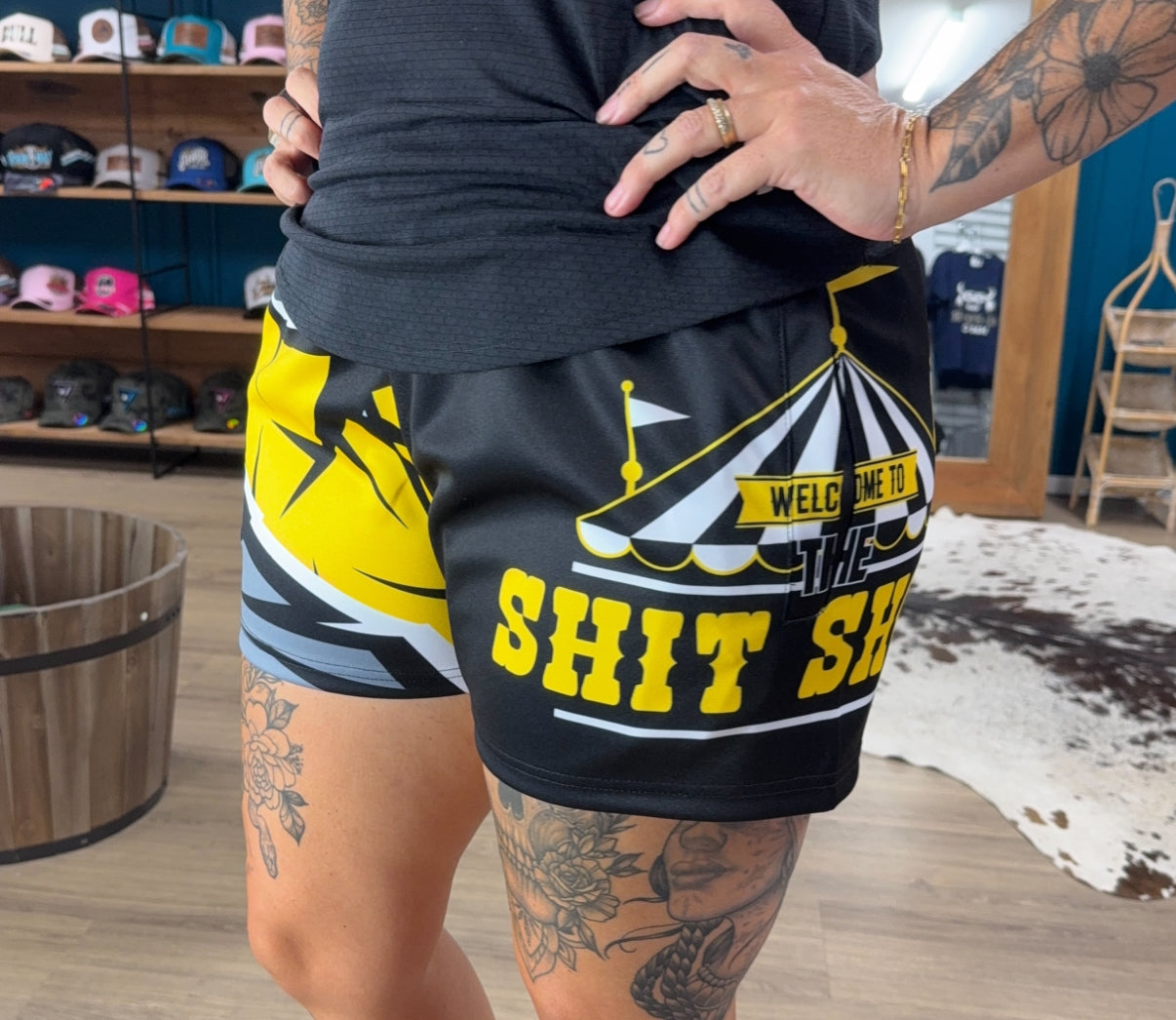 Unisex Footy Shorts - “Shit Show” Black