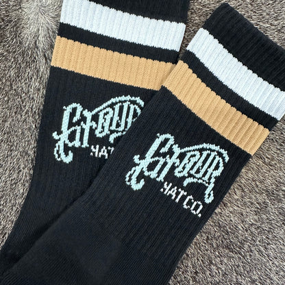 "GFOUR HAT CO" Crew Socks - Black - GFOUR HAT CO.