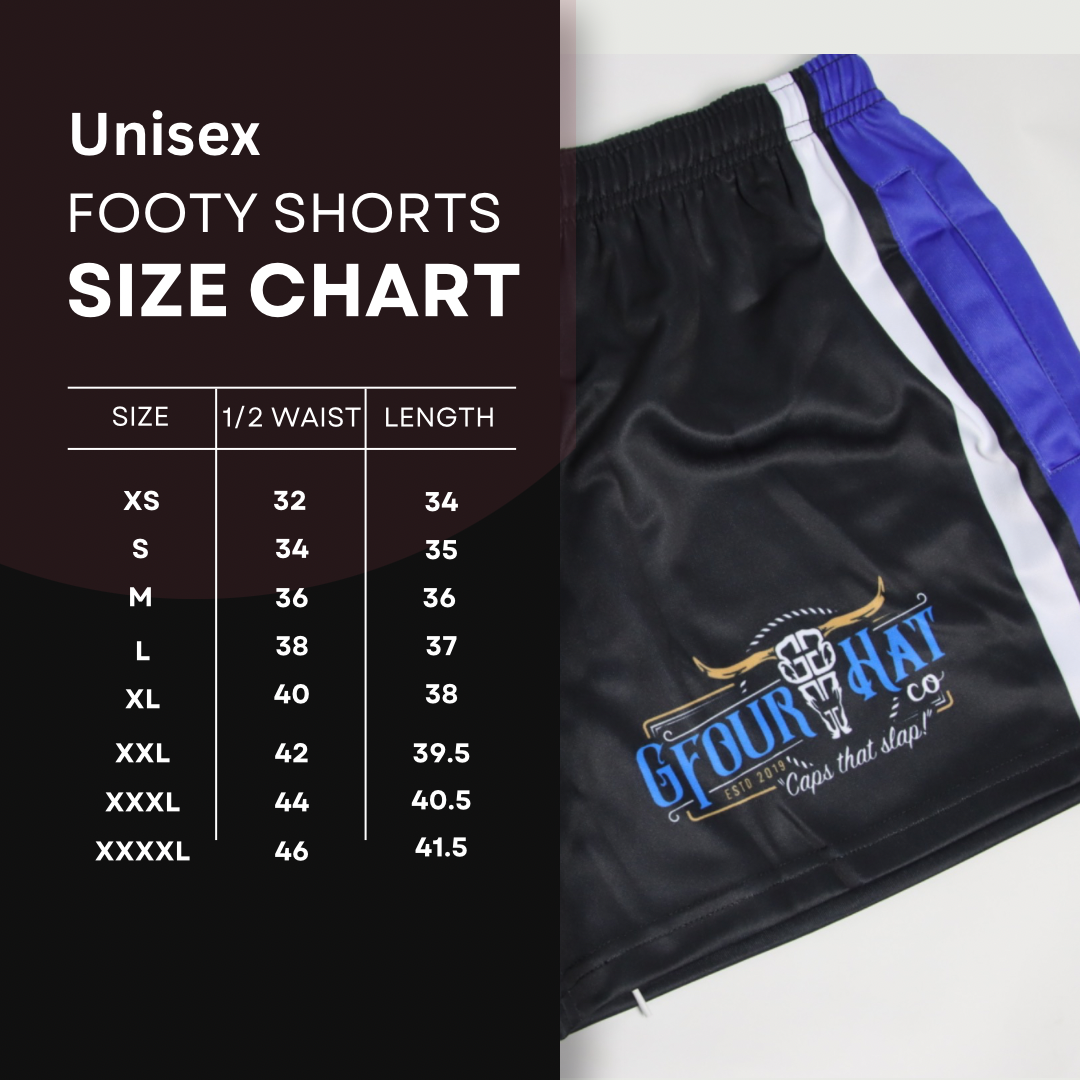 Unisex Footy Shorts - “Crazy Horse" - GFOUR HAT CO.