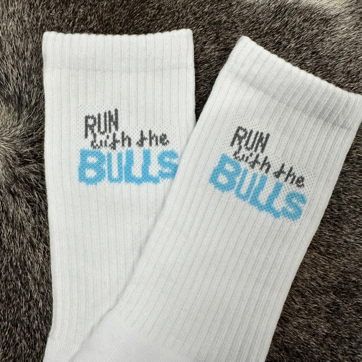 "Run with the Bulls" Crew Socks - White - GFOUR HAT CO.