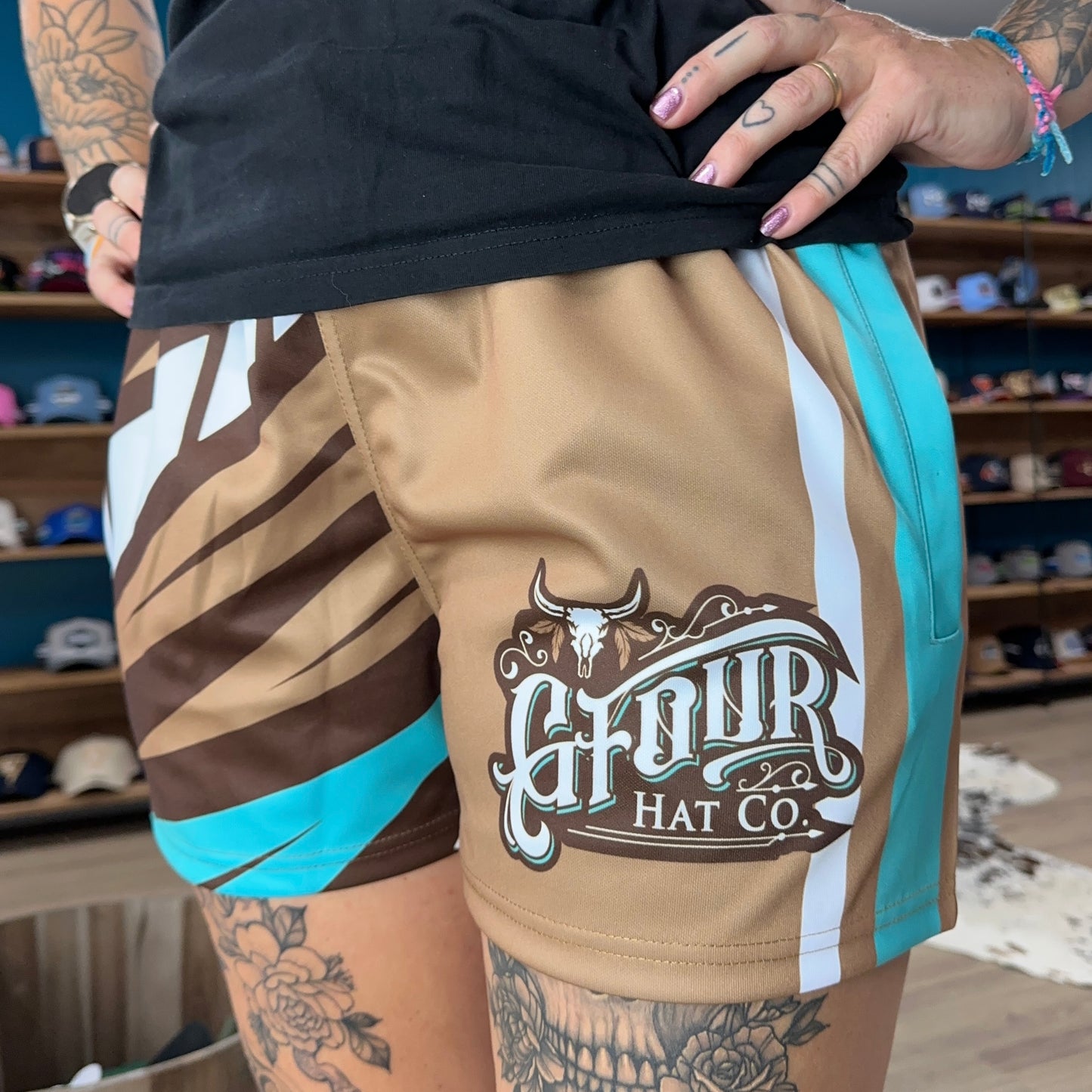 Unisex Footy Shorts - “Crazy Horse" - GFOUR HAT CO.