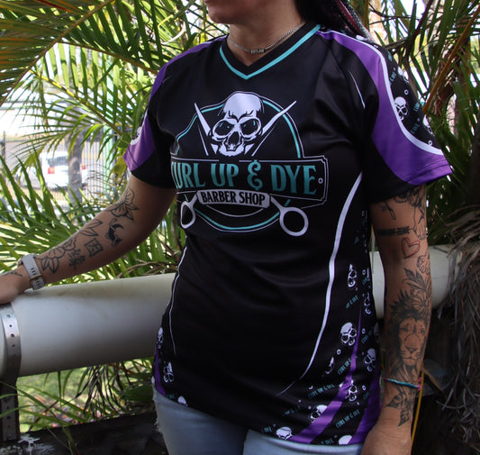 Women’s Curl Up & Dye Tee - Black/Purple/Aqua - GFOUR HAT CO.