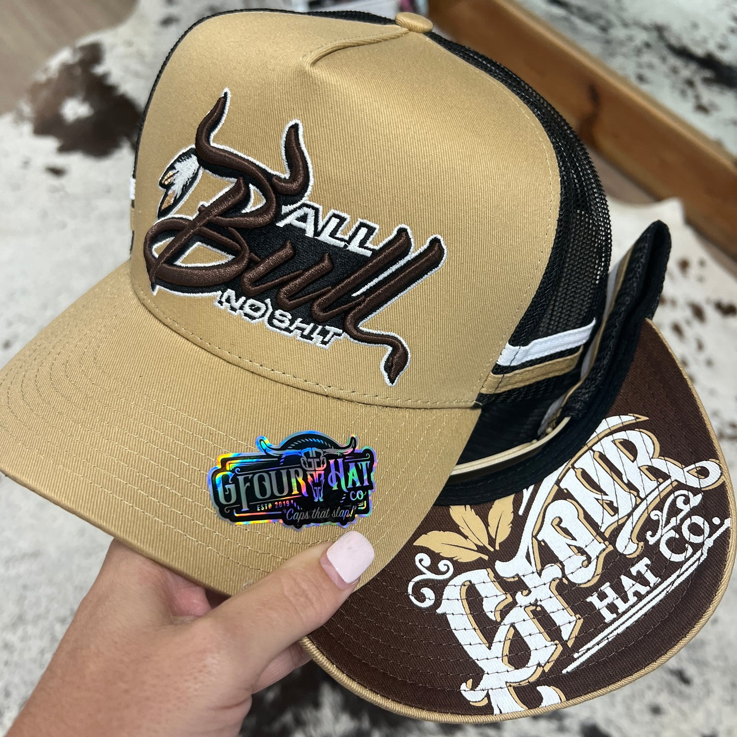 Coffee tan and brown deep fit trucker cap