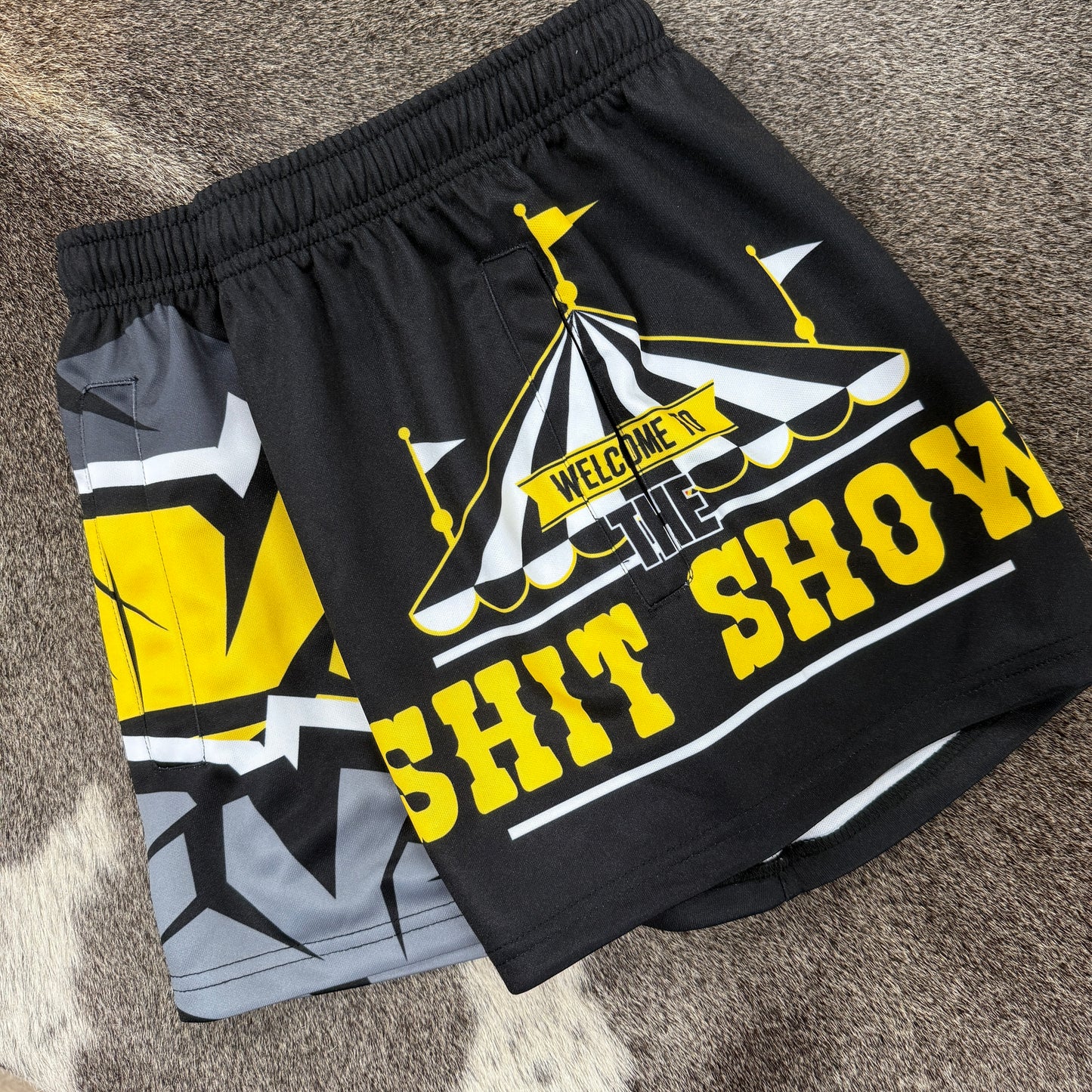 Unisex Footy Shorts - “Shit Show” Black