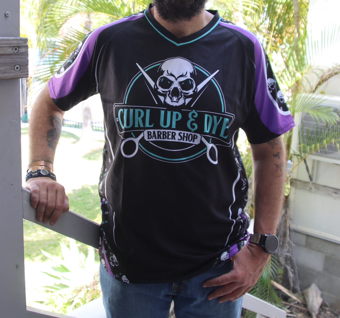 Men’s Curl Up & Dye Tee - Black/Purple/Aqua - GFOUR HAT CO.