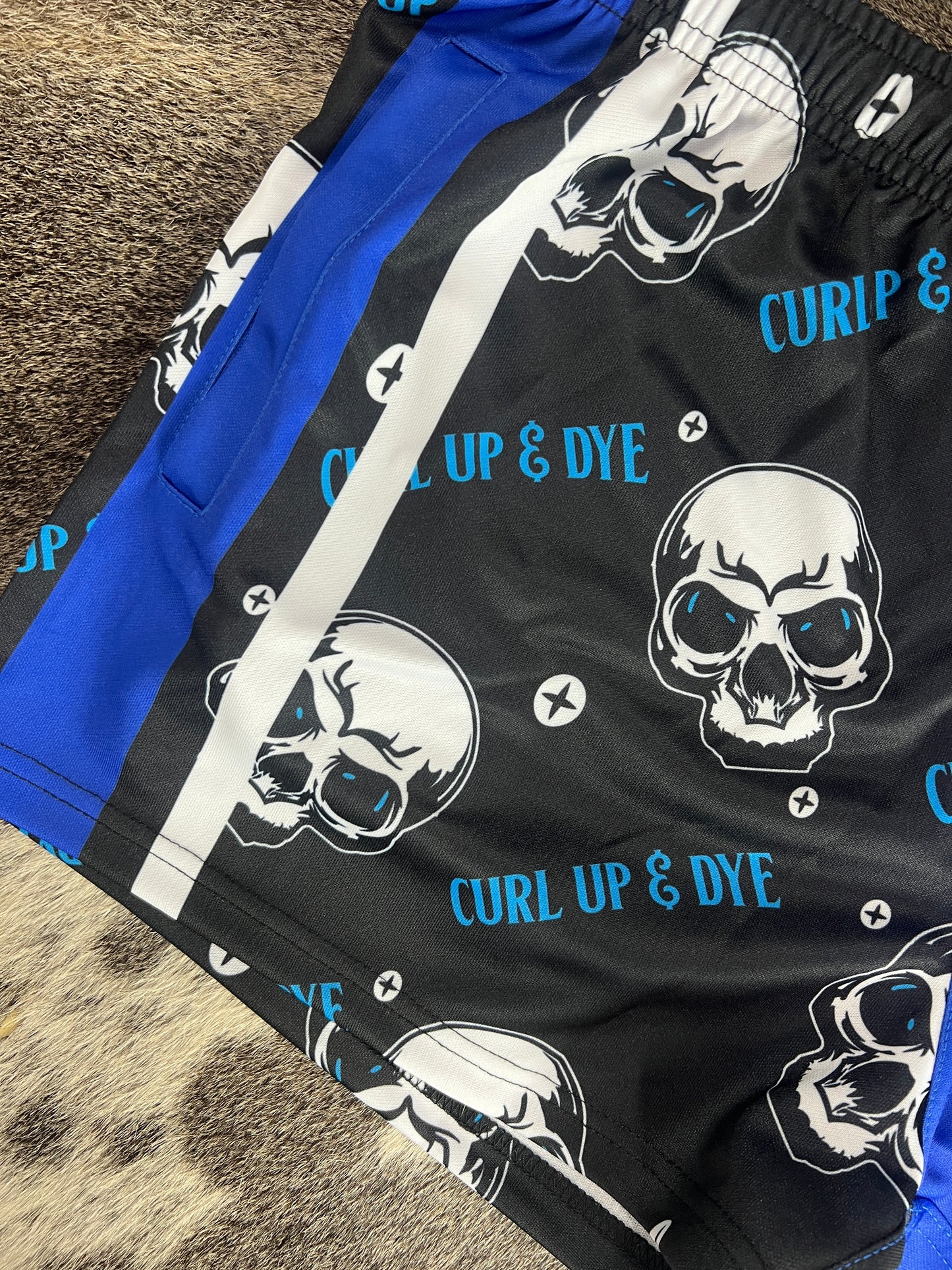 Unisex Footy Shorts - “Curl Up & Dye” Blue - GFOUR HAT CO.