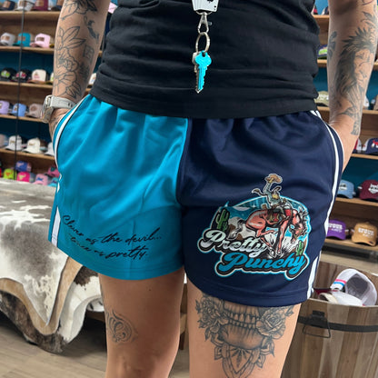 Unisex Footy Shorts - Pretty Punchy Teal/Navy - GFOUR HAT CO.