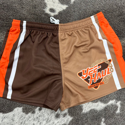 Unisex Footy Shorts - “Yee-Haul” Orange - GFOUR HAT CO.