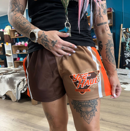 Unisex Footy Shorts - “Yee-Haul” Orange - GFOUR HAT CO.