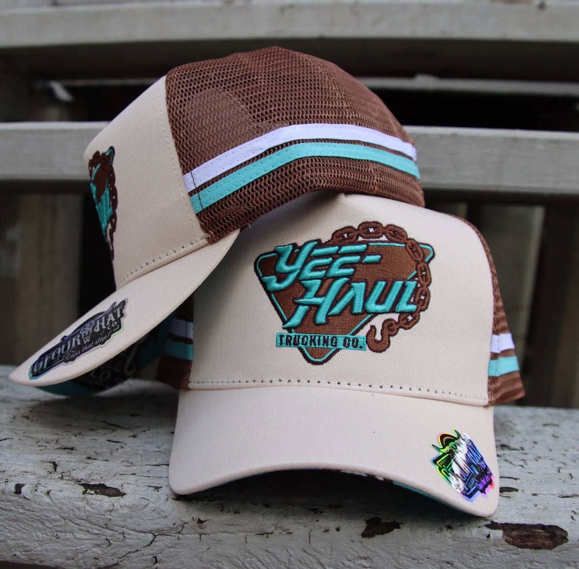 Yee-Haul - Cream/Aqua Trucker Cap