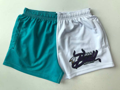 Footy Shorts - ABNS Aqua/White/Purple
