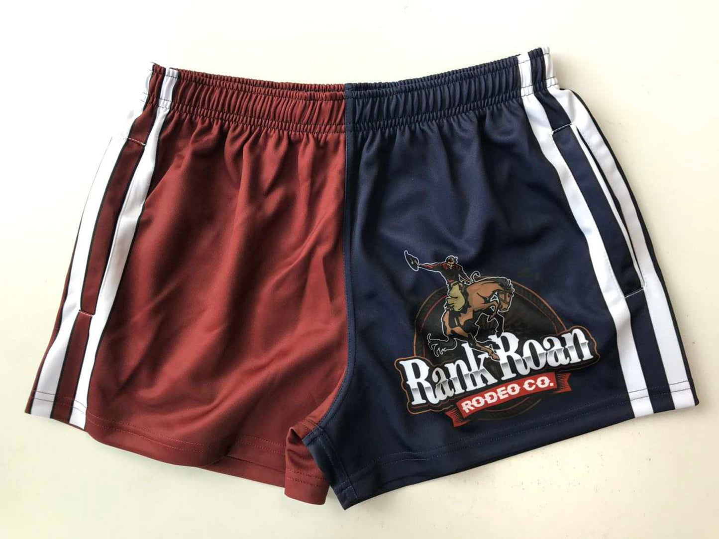 Footy Shorts - Rank Roan Rodeo Navy/Maroon