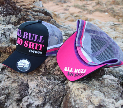 GFOUR All Bull No Shit Black Purple Pink Trucker Cap Hat 