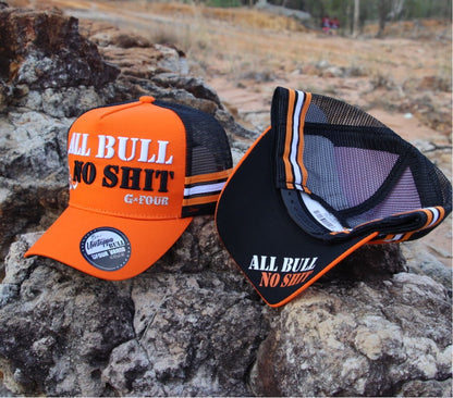 GFOUR All Bull No Shit Orange Black Trucker Cap Hat 