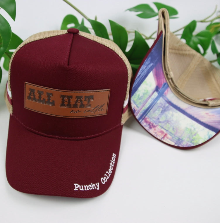 Leather Punchy Collection - “All Hat” Maroon